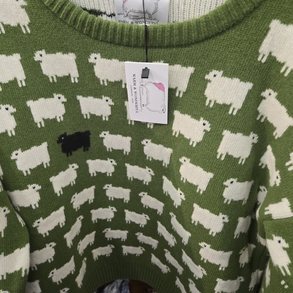 NWT WARM & WONDERFUL Women’s Princess DIANA Wool Sheep Sweater Green SZ XL - Picture 5 of 9